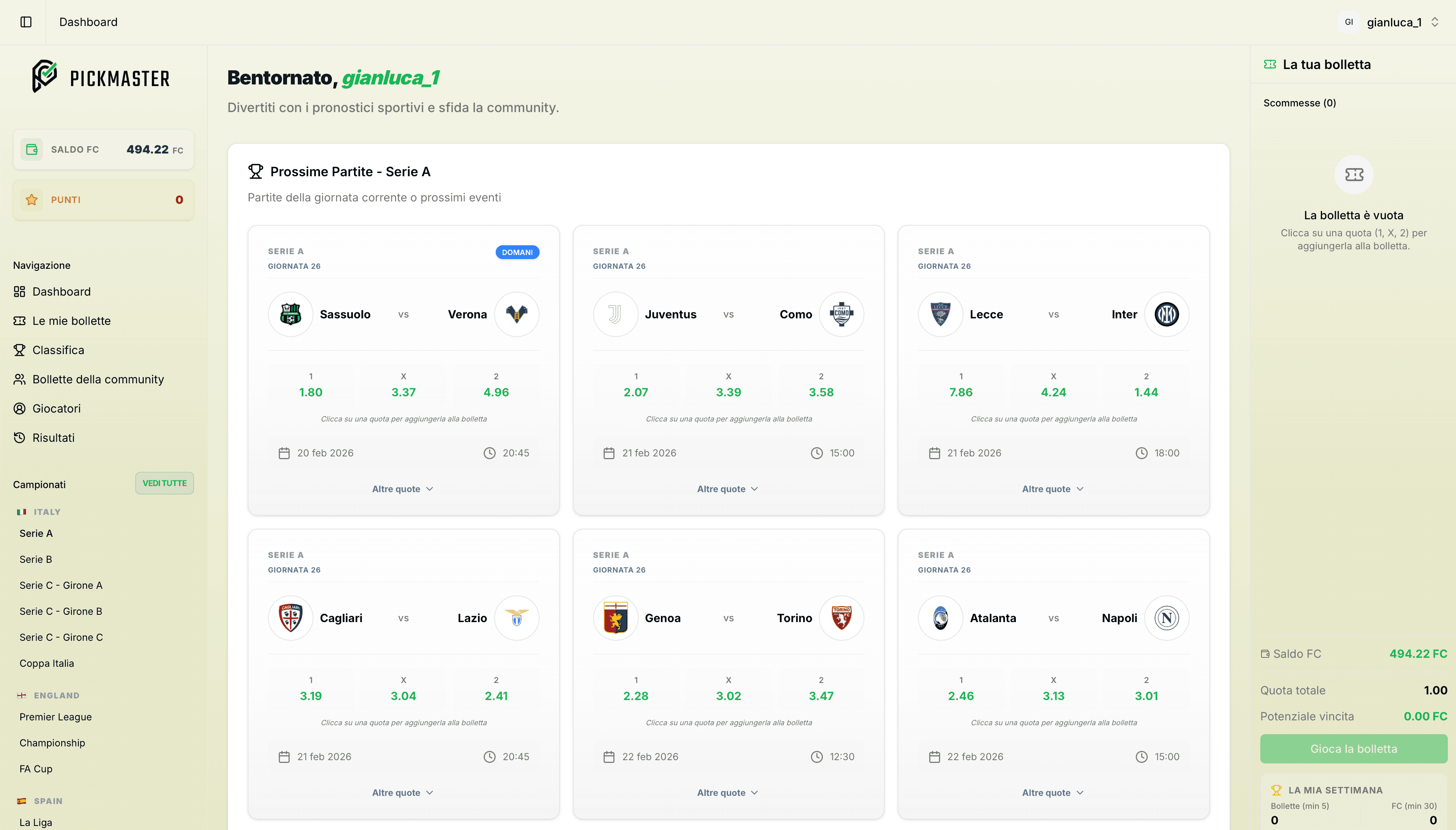 Pickmaster Dashboard Preview